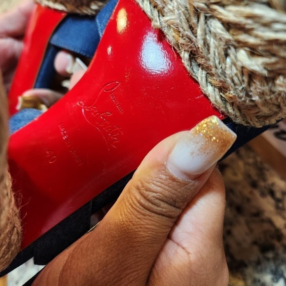 NEW Christian Louboutin Super Mariza Denim Platform Dandal size 40 - Picture 11 of 12